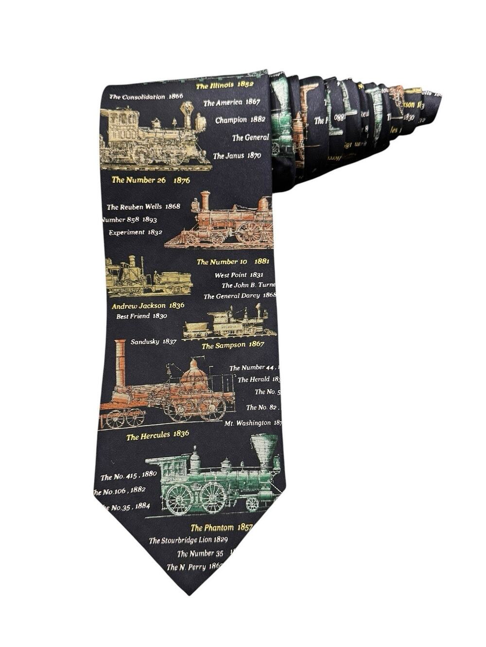 Alynn Neckwear American Historical Locomotives Trains Vintage Necktie